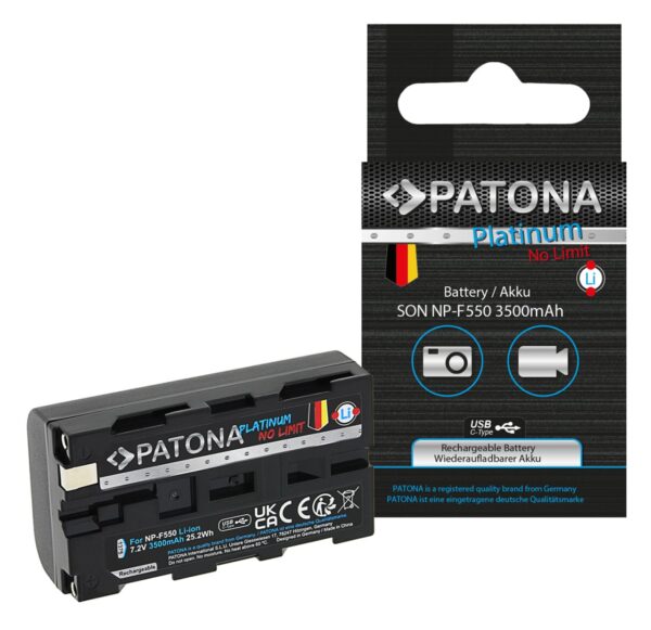 Platinum Battery with USB-C Input Sony NP-F550 F330 F530 F750 F930 F920